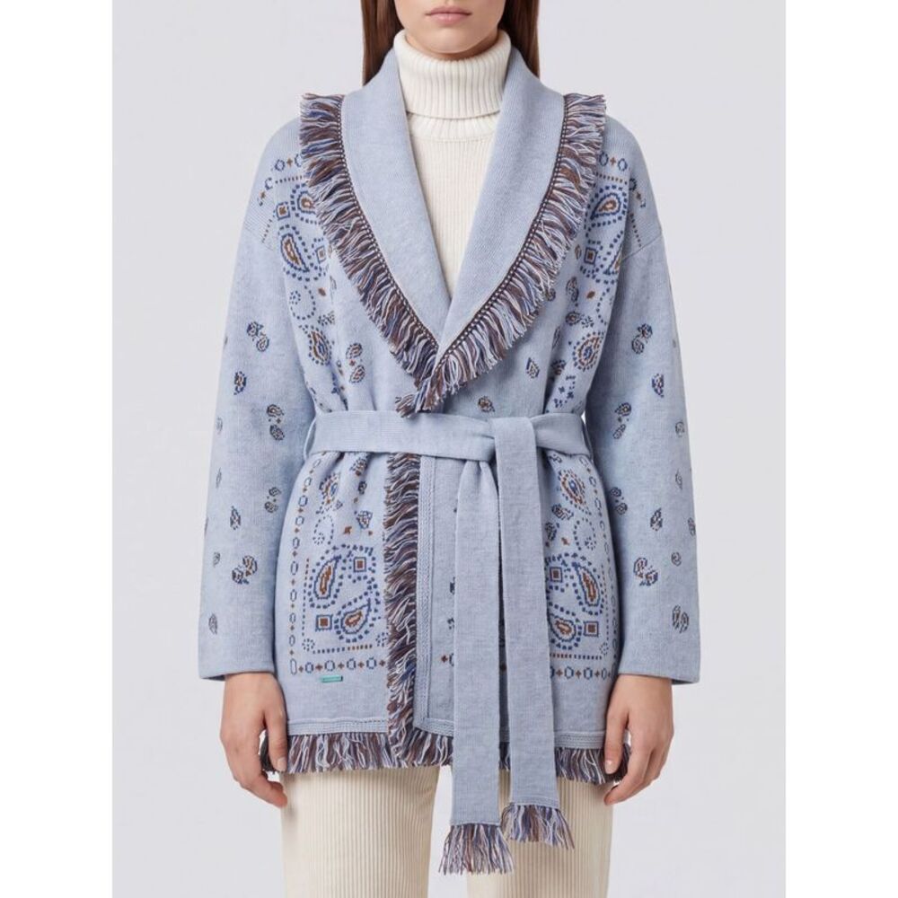 Alanui Women Alanui Bandana Motif Robe Cardigan In Cashmere With Fringes